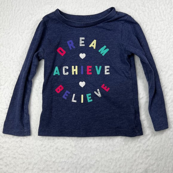 Carter's Long Sleeve T-shirt Sz 24M Dream Achieve Believe - Picture 1 of 3